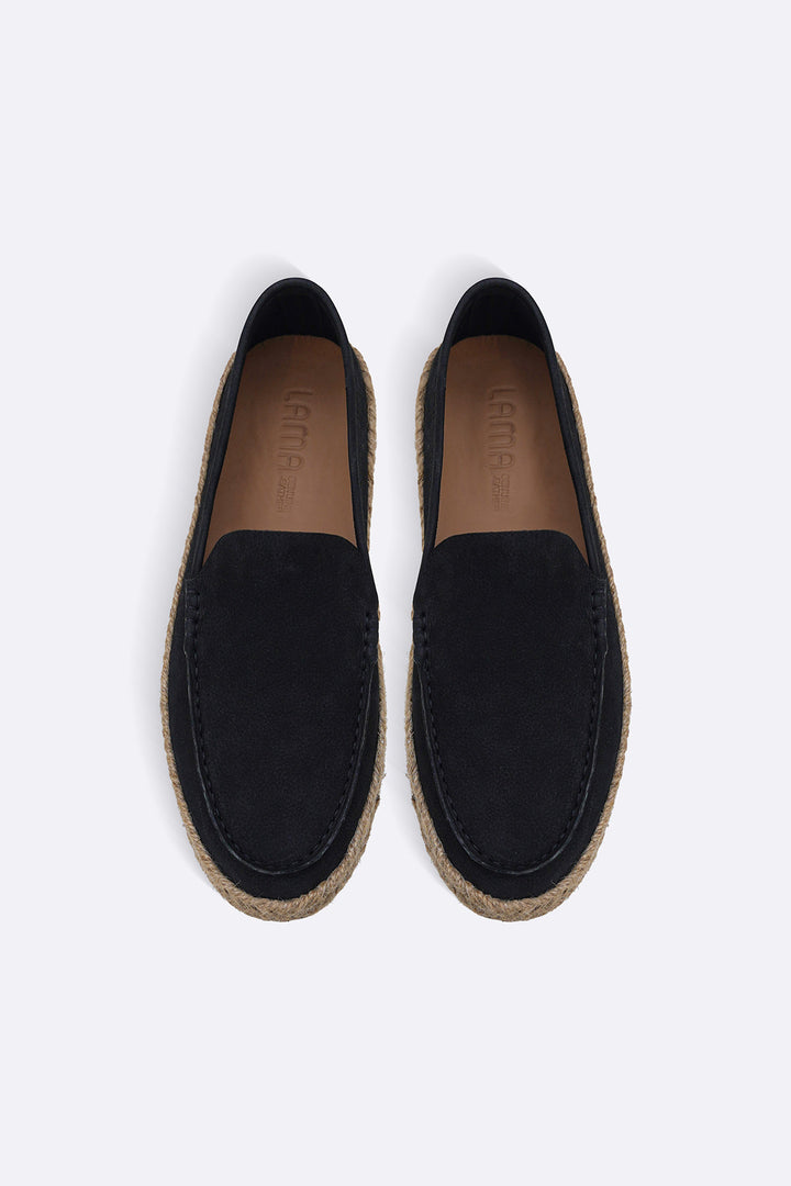 BLACK LEATHER SUMMER ESPADRILLES