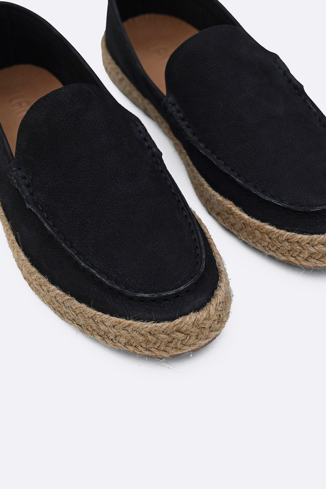 BLACK LEATHER SUMMER ESPADRILLES