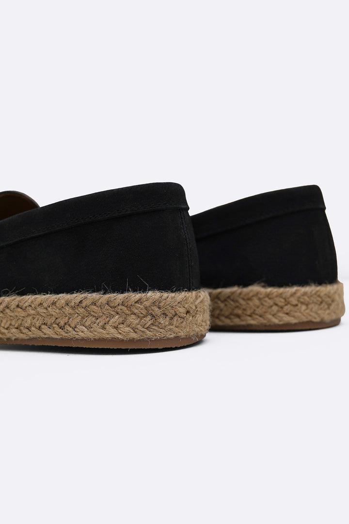 BLACK LEATHER SUMMER ESPADRILLES