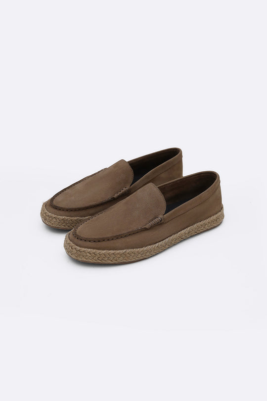 TAUPE LEATHER SUMMER ESPADRILLES