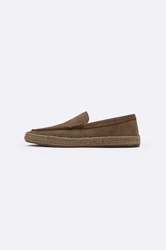 TAUPE LEATHER SUMMER ESPADRILLES