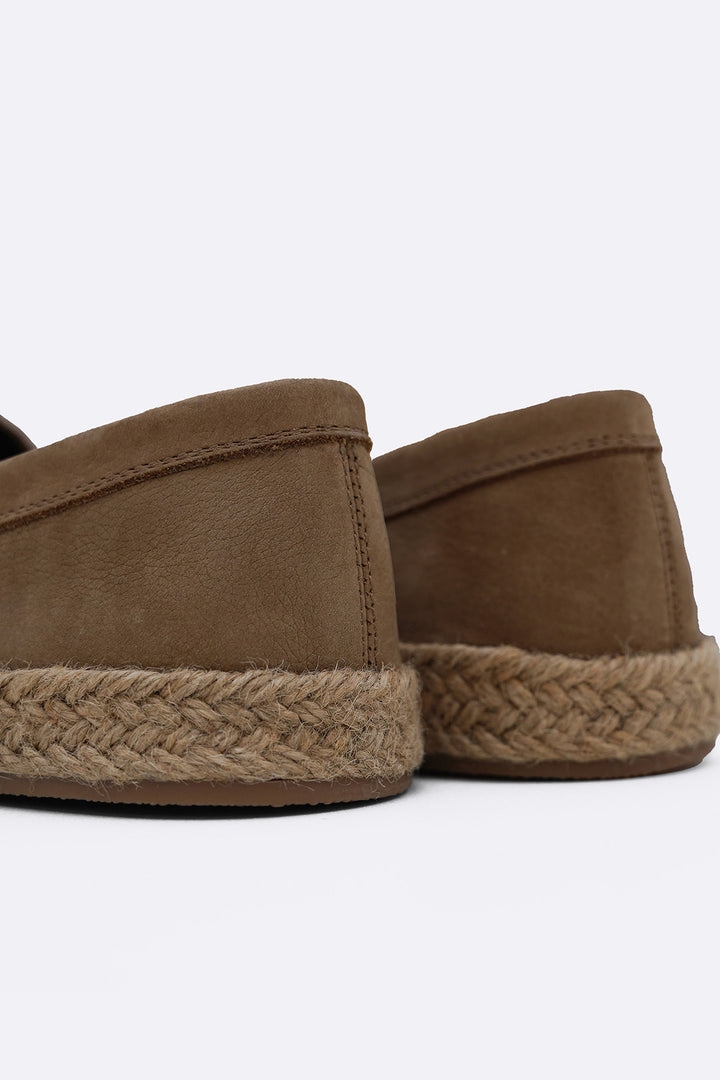 TAUPE LEATHER SUMMER ESPADRILLES