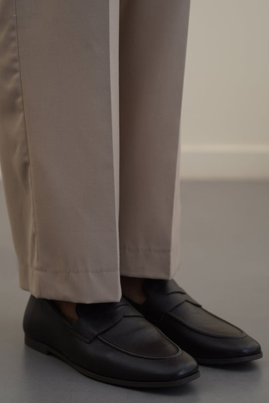 DARK BROWN LEATHER PENNY LOAFERS