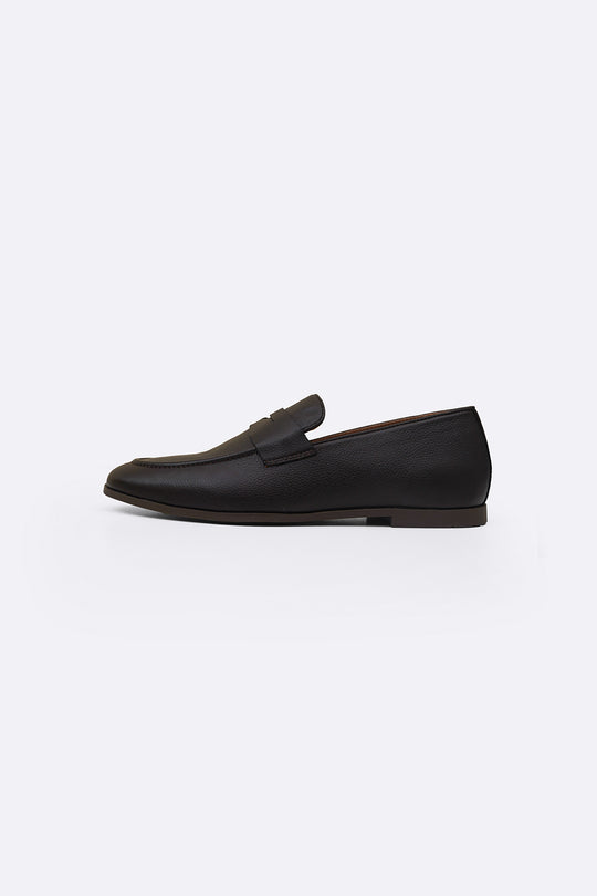 DARK BROWN LEATHER PENNY LOAFERS