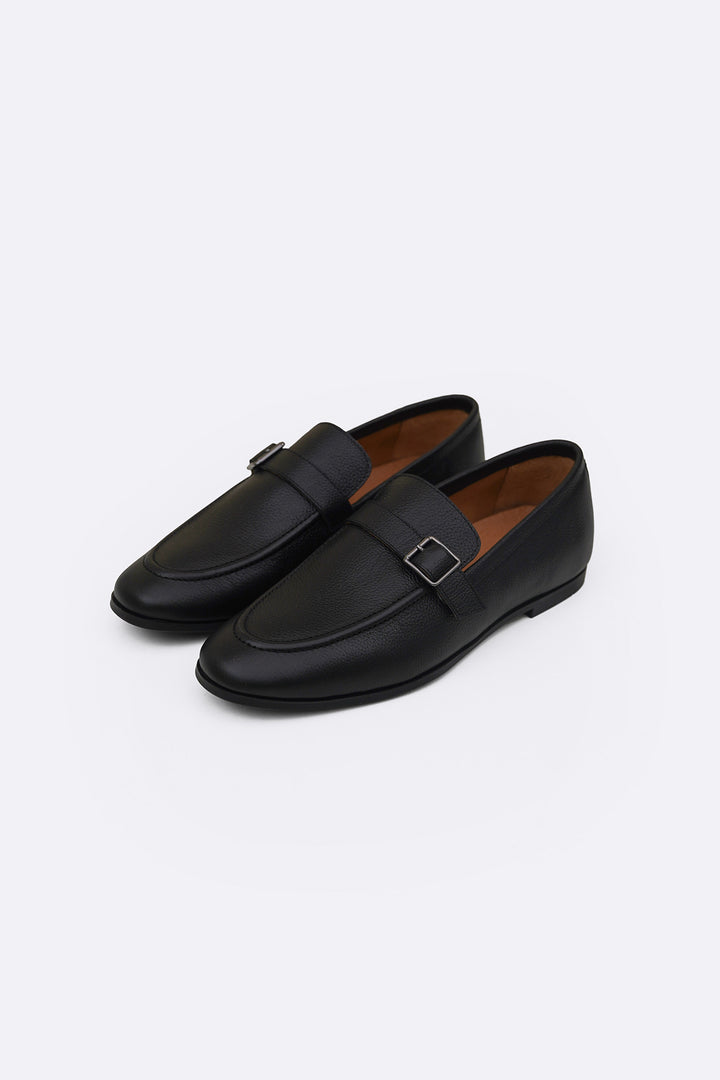 BLACK SMART BUCKLE LOAFERS