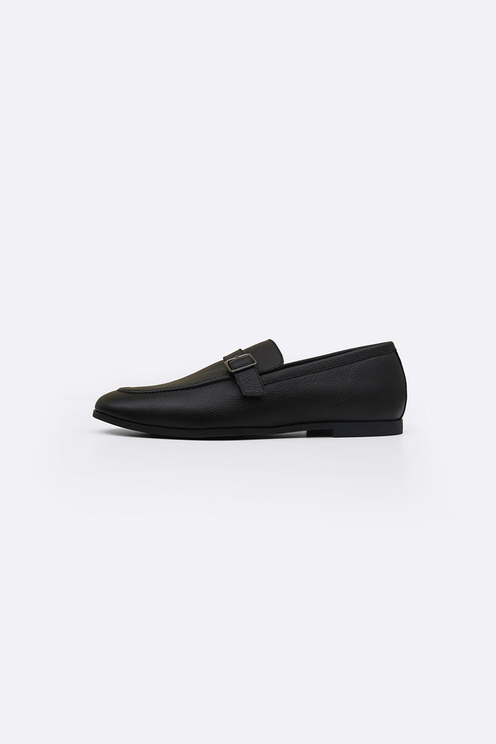 BLACK SMART BUCKLE LOAFERS