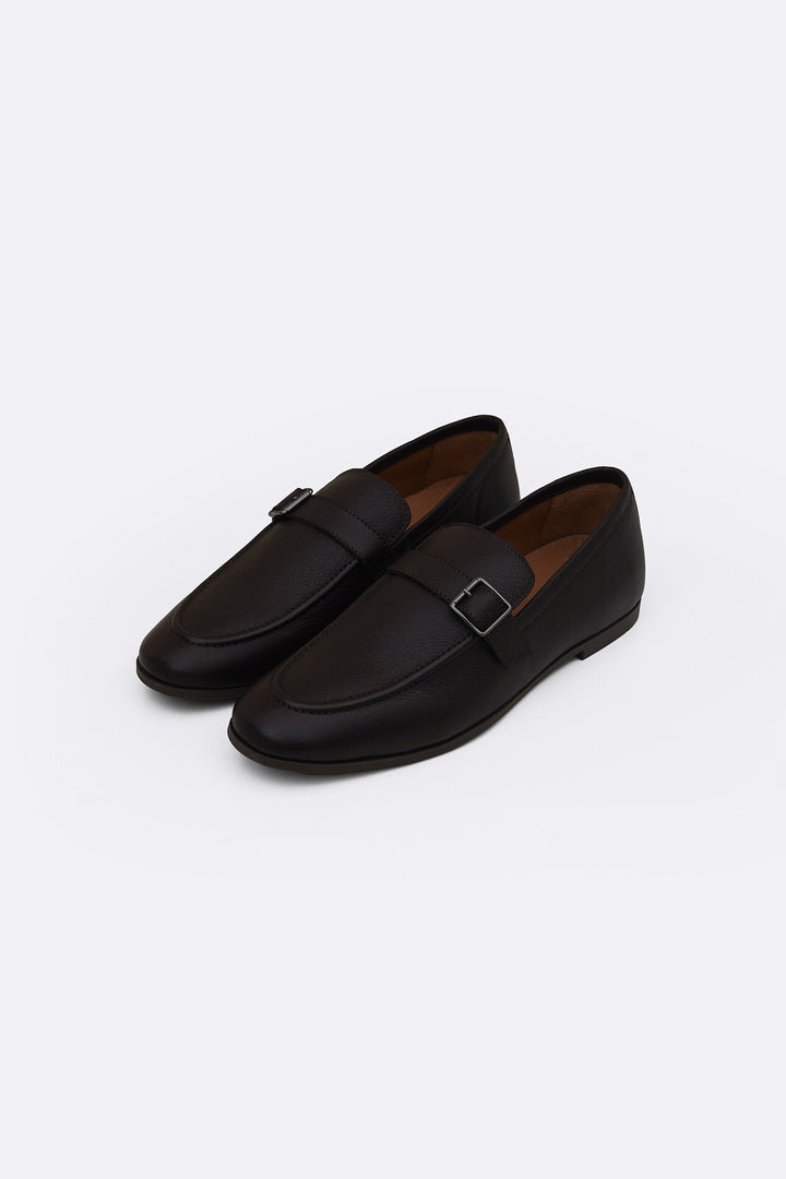 DARK BROWN SMART BUCKLE LOAFERS
