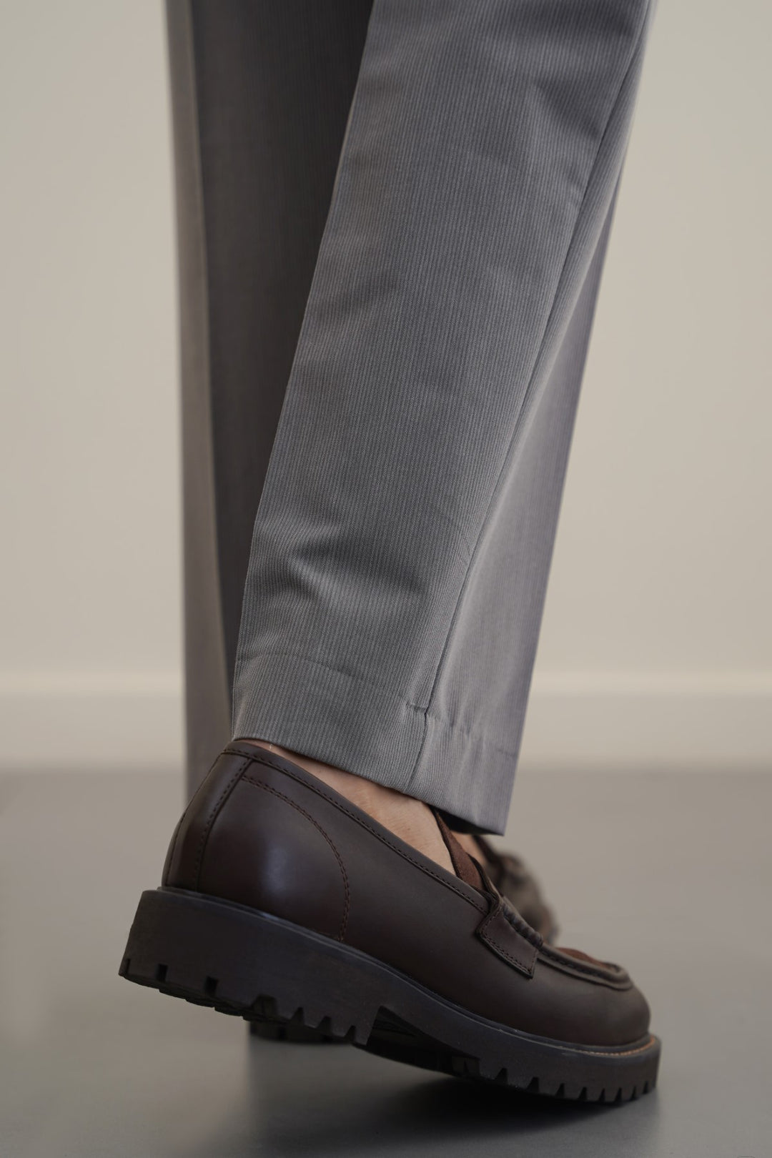 DARK BROWN LEATHER & SUEDE PENNY LOAFERS