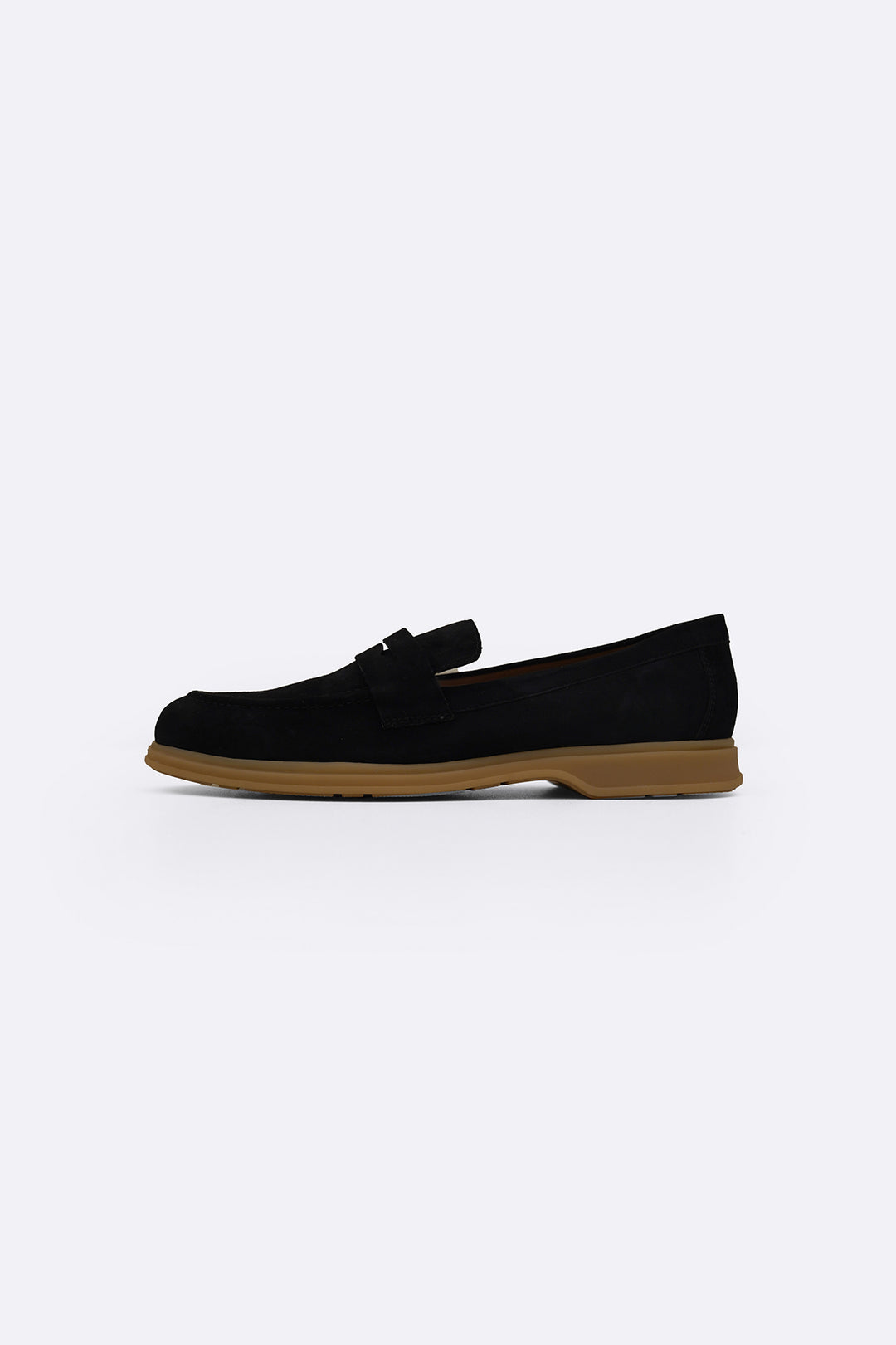 BLACK GOAT SUEDE PENNY LOAFERS