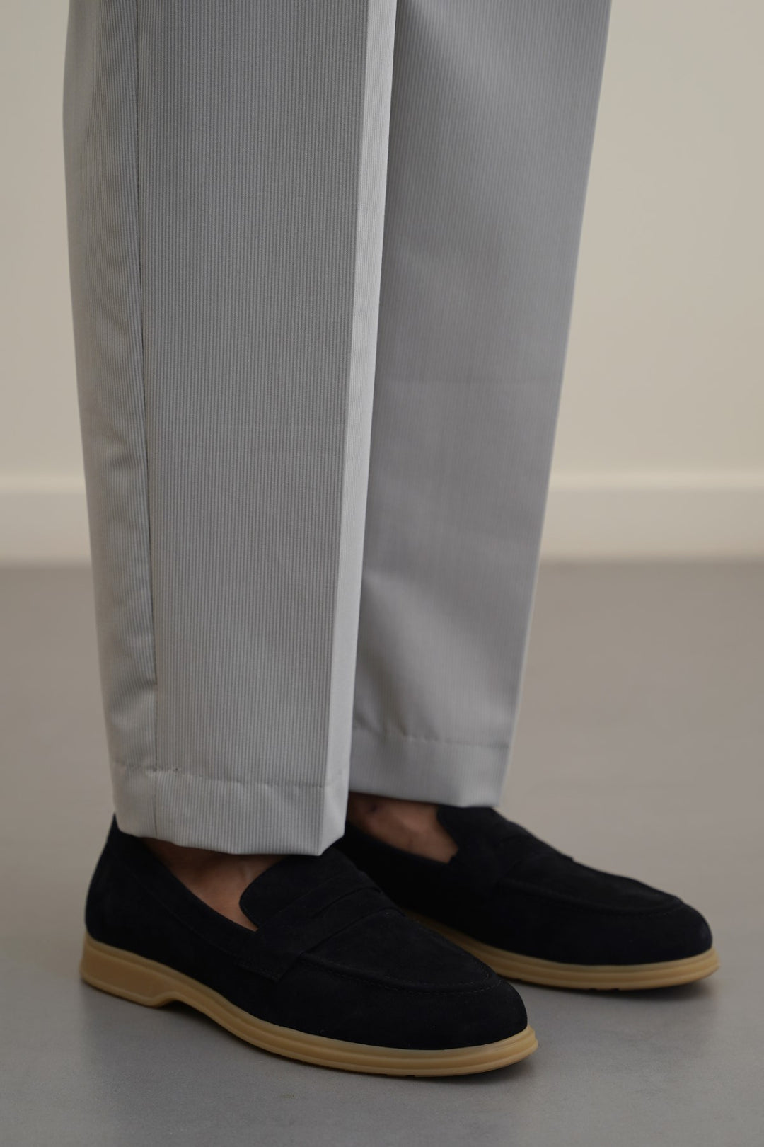 BLACK GOAT SUEDE PENNY LOAFERS