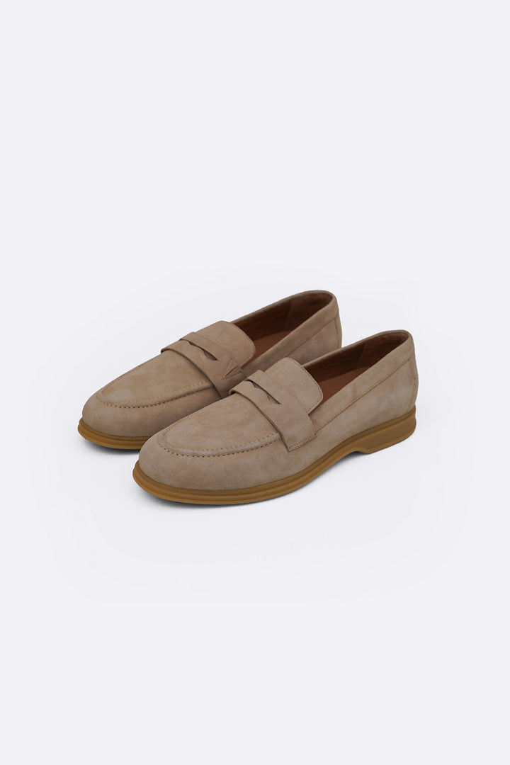 SAND GOAT SUEDE PENNY LOAFERS