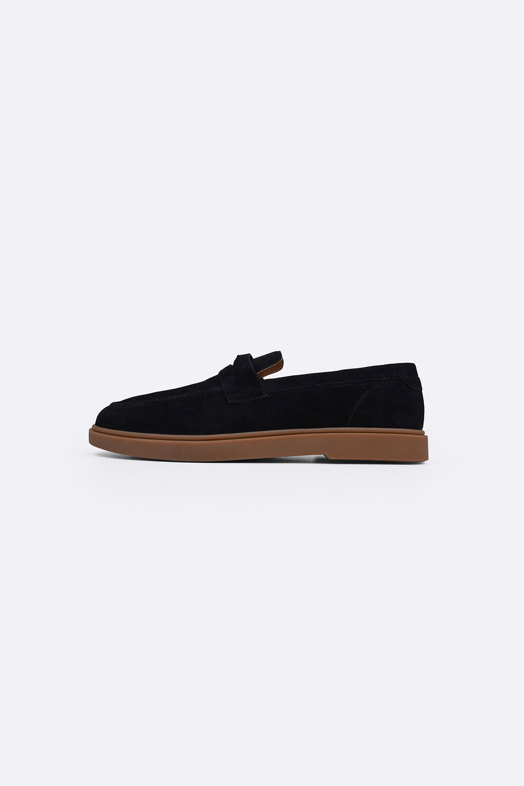 BLACK SUEDE PENNY LOAFERS