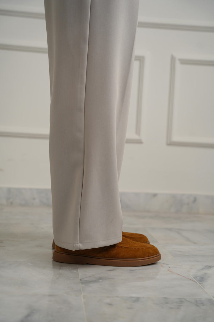 TAUPE SUEDE PENNY LOAFERS
