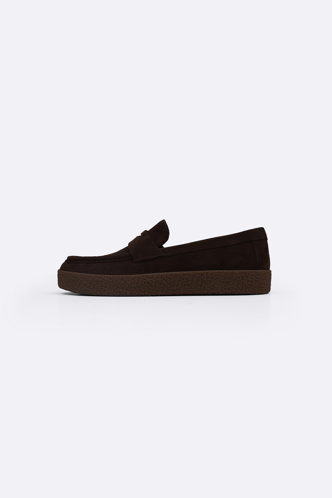 BROWN SUEDE PENNY FLATS
