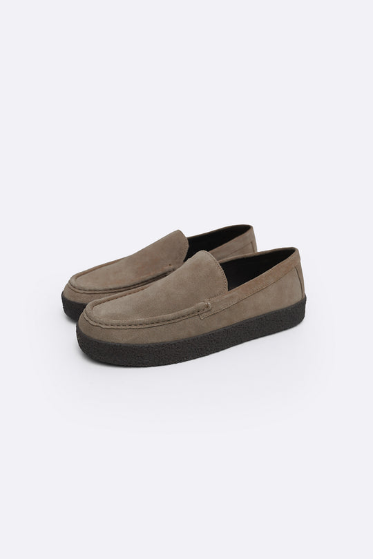 SAND SUEDE LEATHER SLIP-ON LOAFER