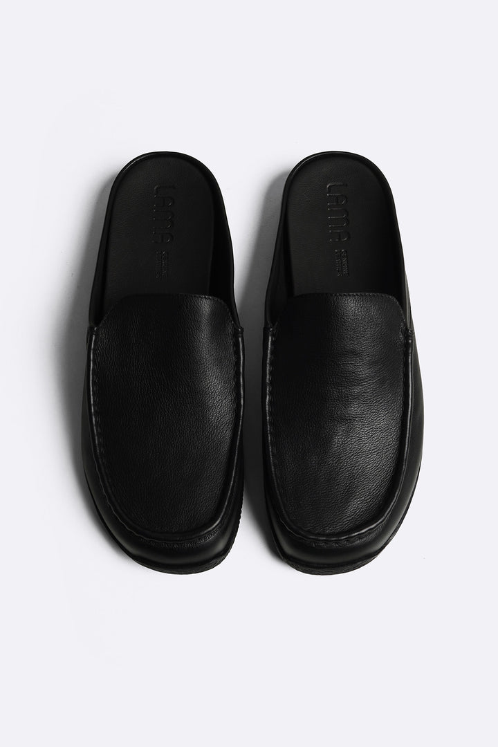 BLACK COMFORT LEATHER CLOGS