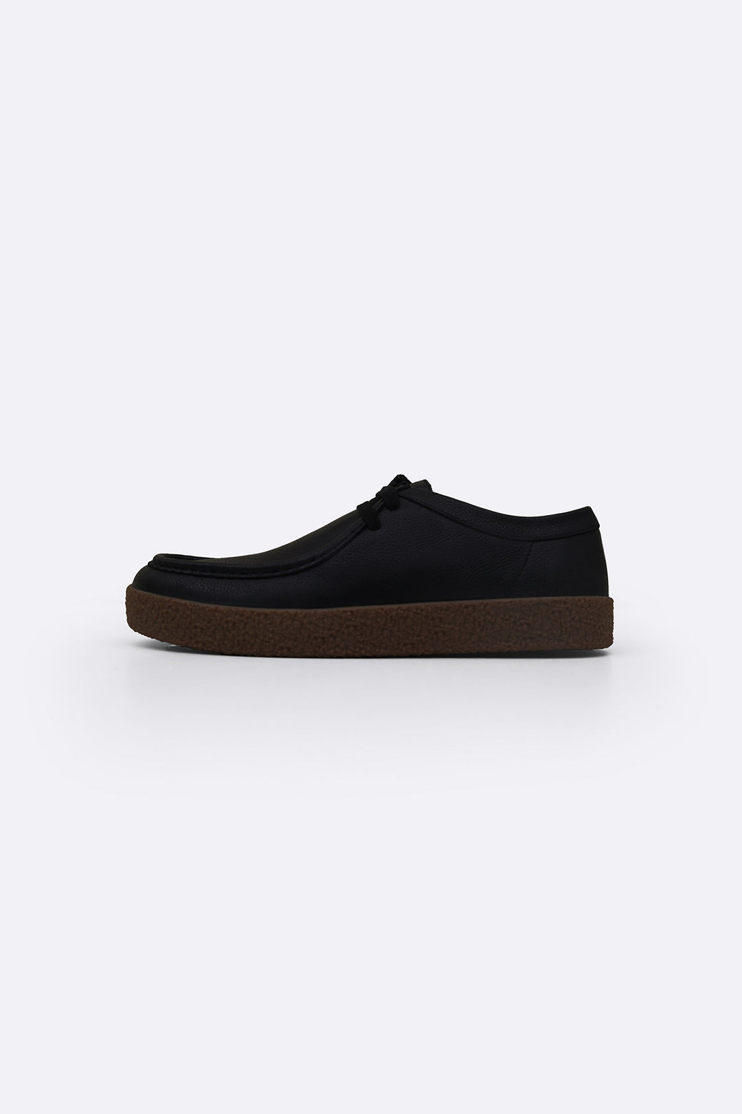 BLACK CASUAL MOC-TOE SHOES
