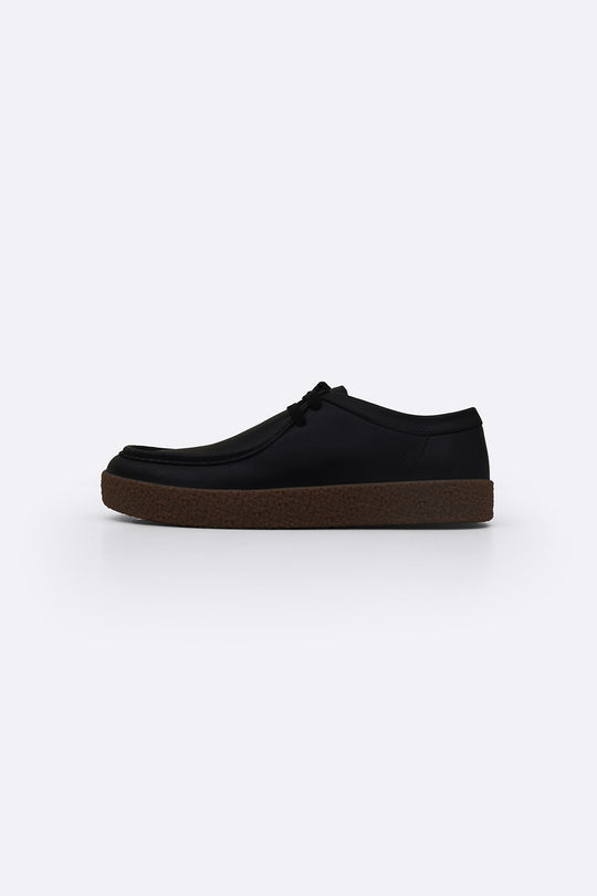 BLACK CASUAL MOC-TOE SHOES