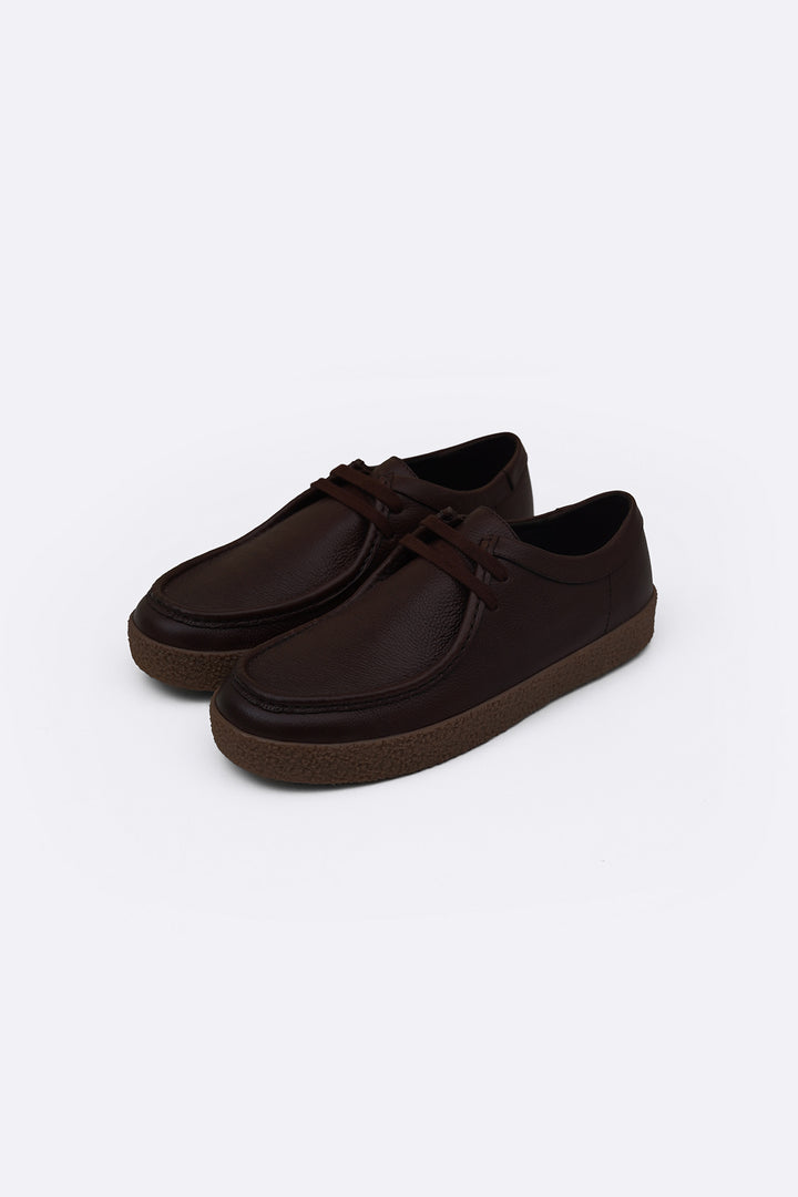 BROWN CASUAL MOC-TOE SHOES