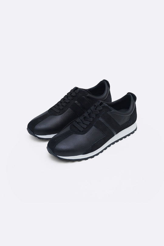 BLACK LEATHER COMBO LIFESTYLE SNEAKERS