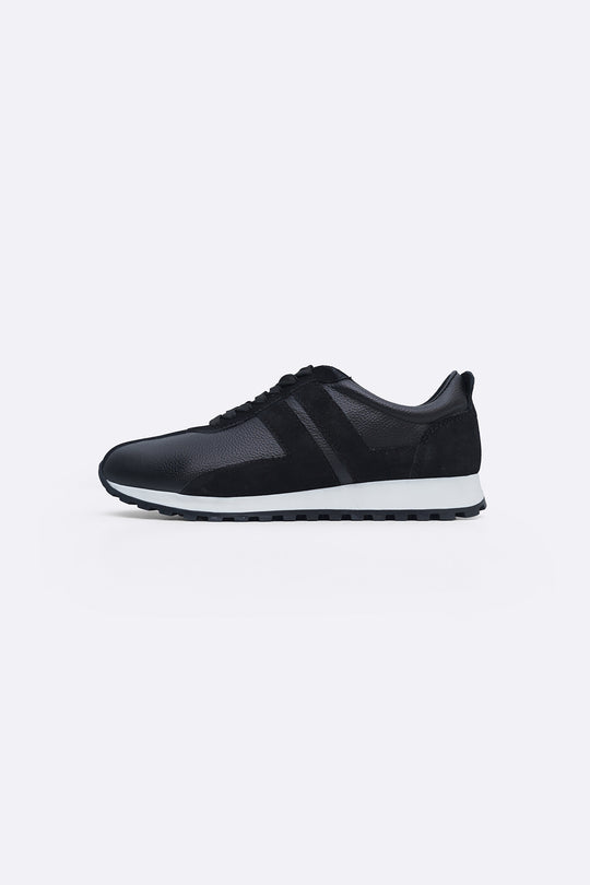 BLACK LEATHER COMBO LIFESTYLE SNEAKERS