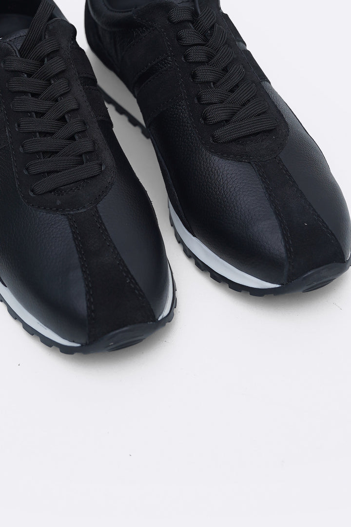 BLACK LEATHER COMBO LIFESTYLE SNEAKERS