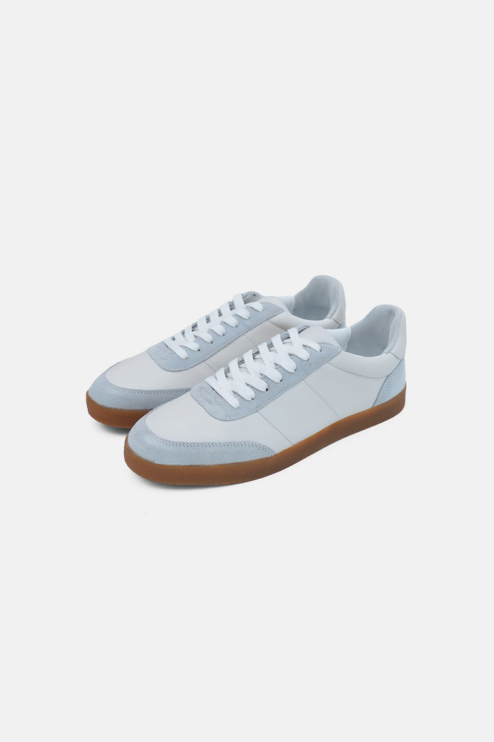 WHITE RETRO LEATHER TRAINERS