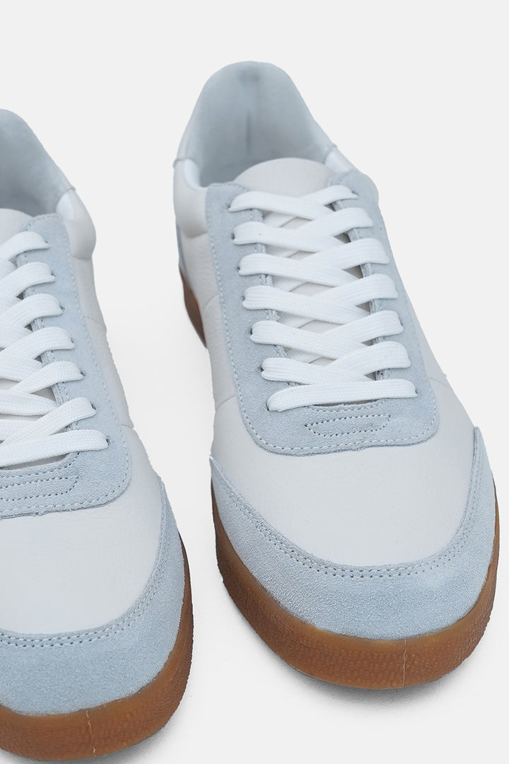 WHITE RETRO LEATHER TRAINERS