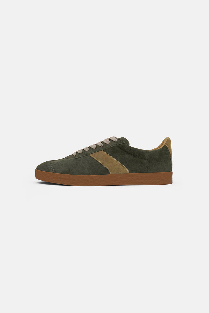 OLIVE SUEDE RETRO SNEAKERS