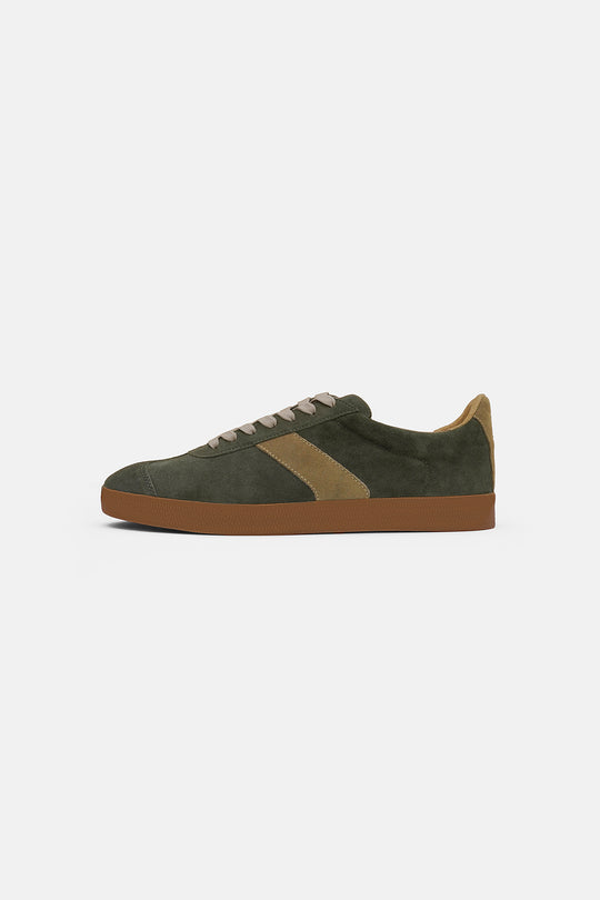 OLIVE SUEDE RETRO SNEAKERS