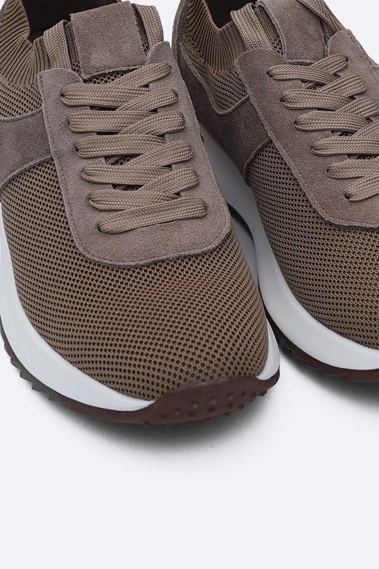 LACE-UP KNIT SNEAKERS