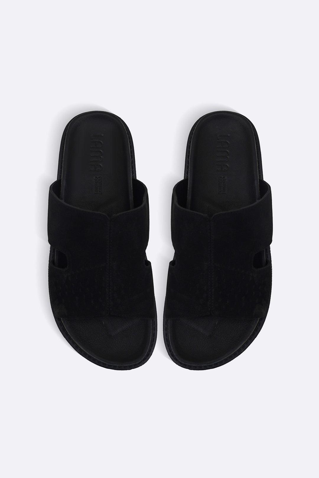 BLACK LEATHER CASUAL SLIDES