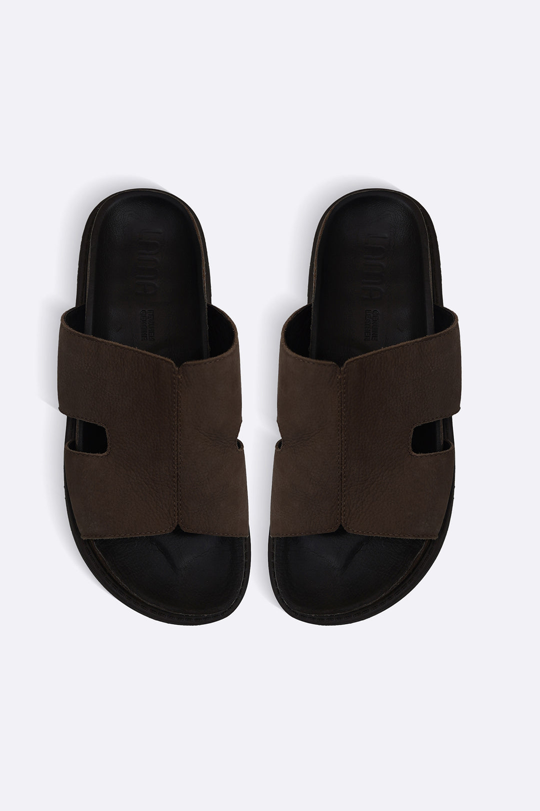 BROWN LEATHER CASUAL SLIDES