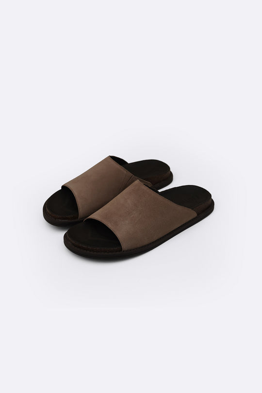 TAUPE EVERYDAY LEATHER SLIDES