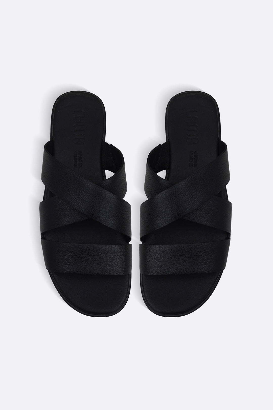 BLACK CROSS LEATHER SLIDES
