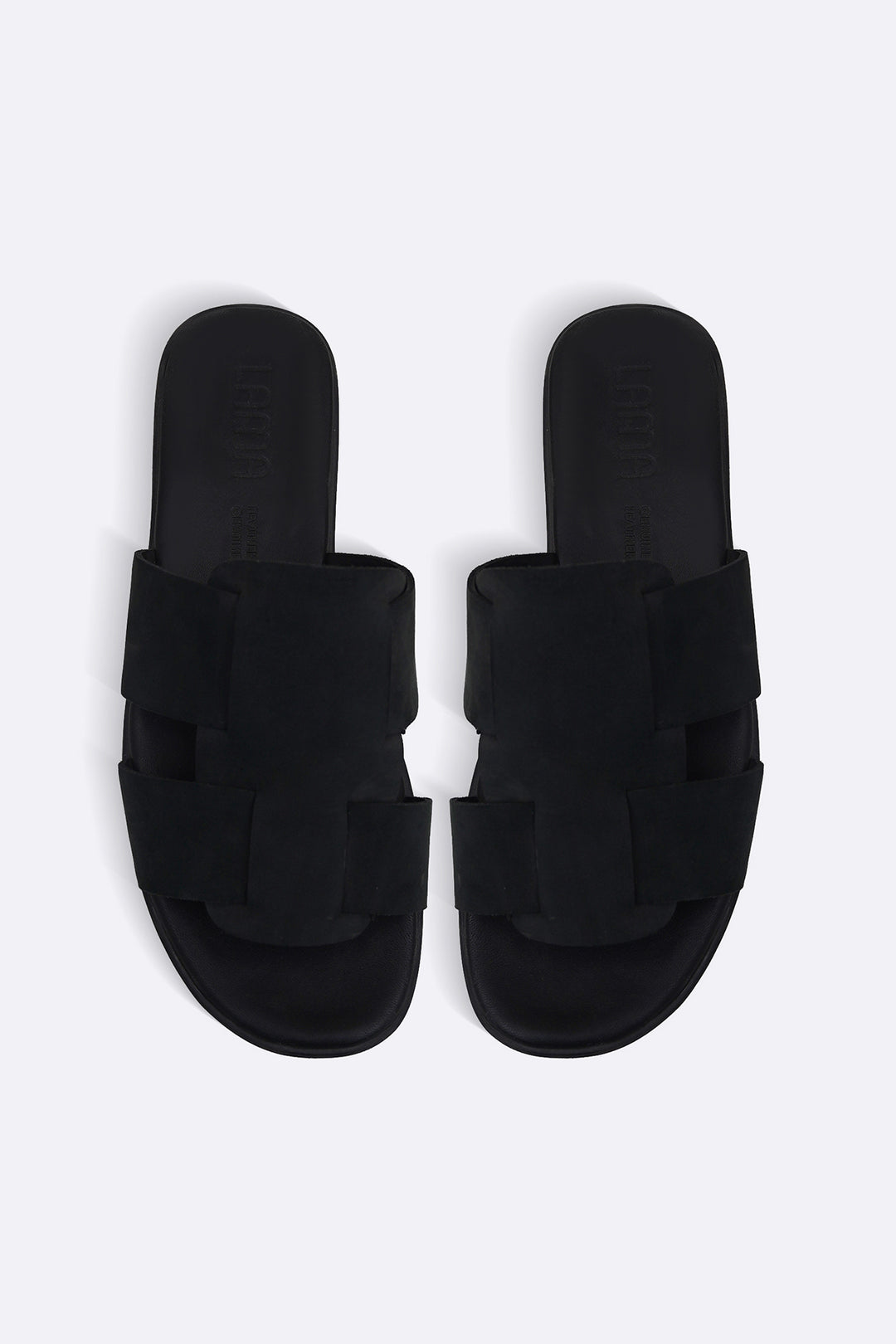 BLACK SMART LEATHER SLIDES