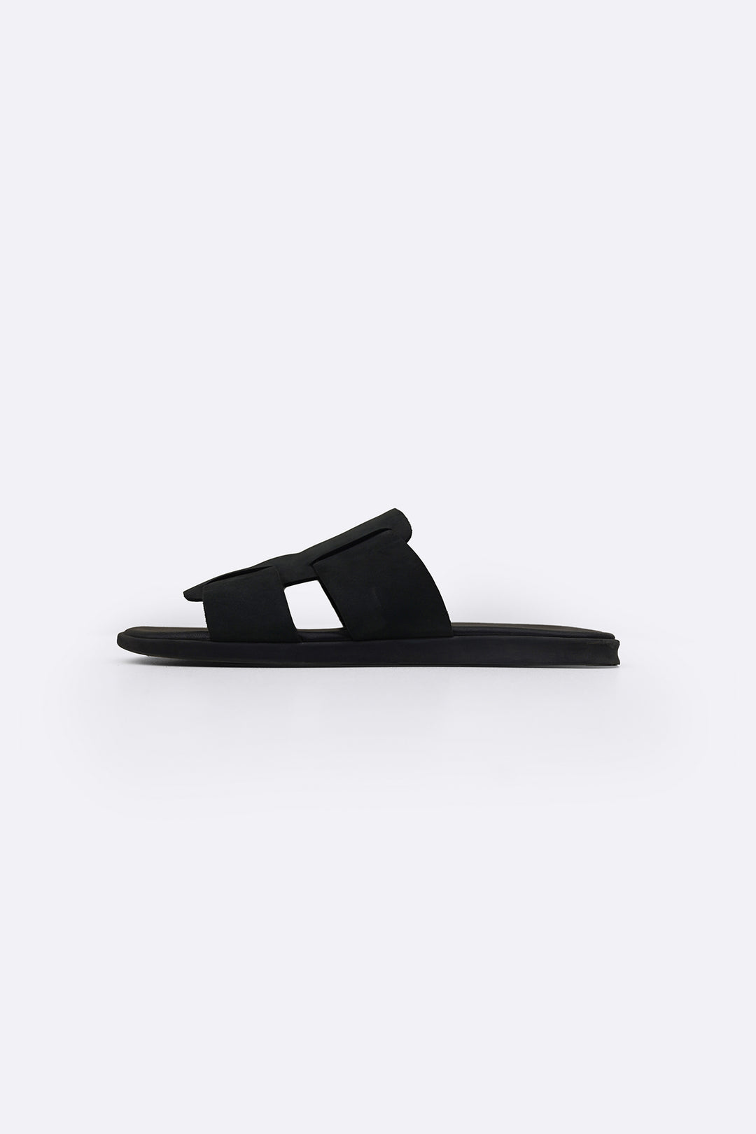 BLACK SMART LEATHER SLIDES