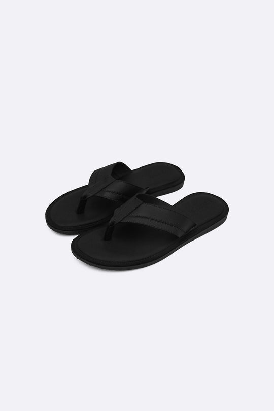 BLACK LEATHER FLIP FLOPS