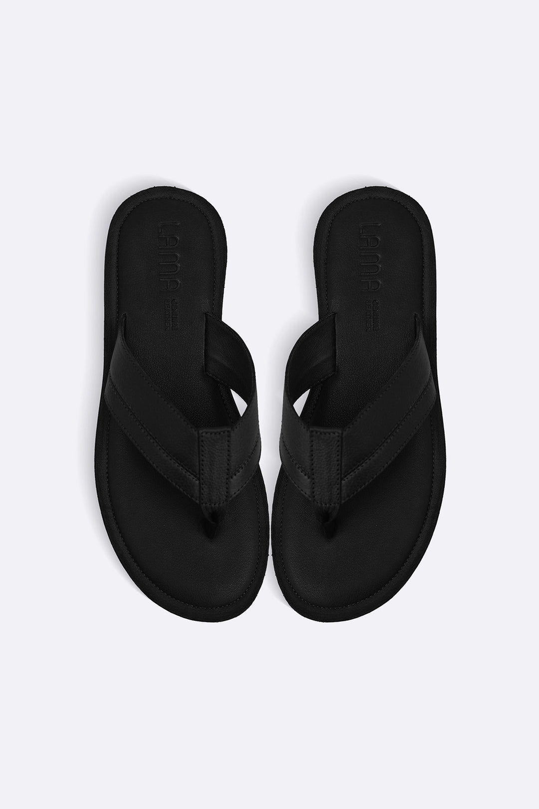 BLACK LEATHER FLIP FLOPS