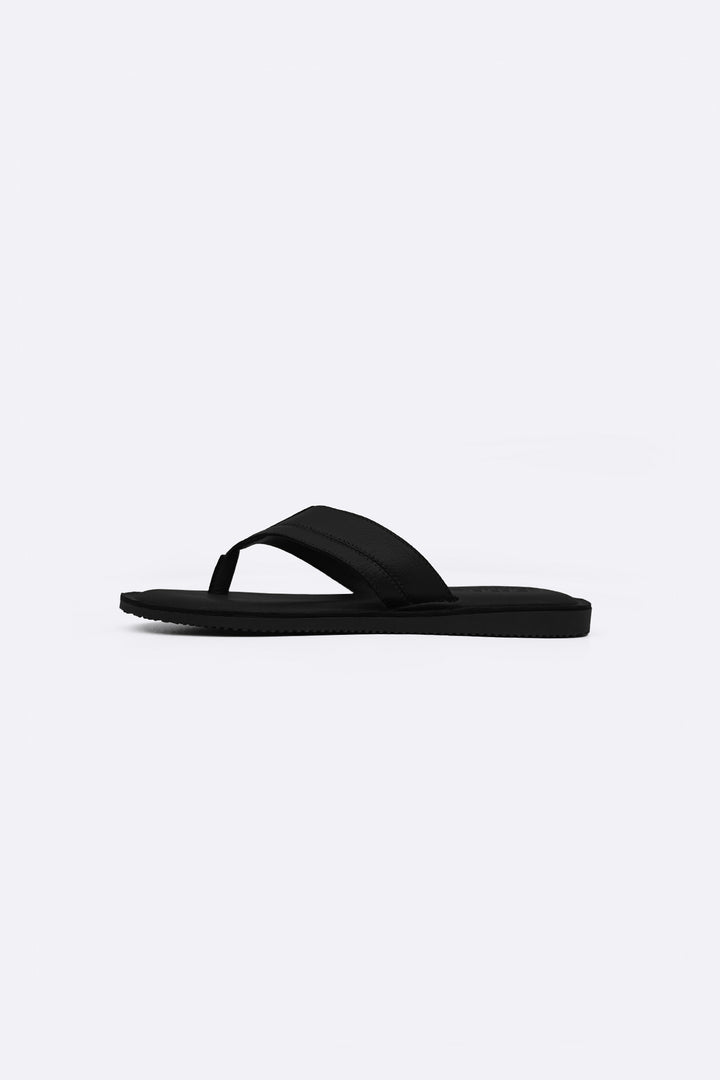 BLACK LEATHER FLIP FLOPS