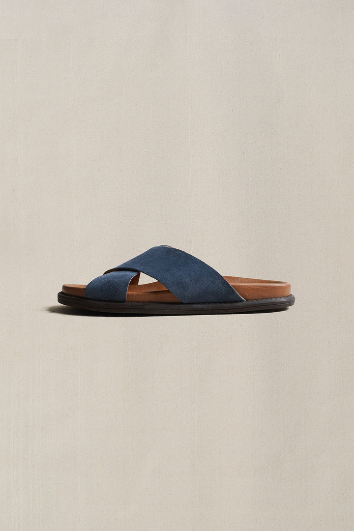 LIGHT BLUE NOMAD LEATHER SLIDES