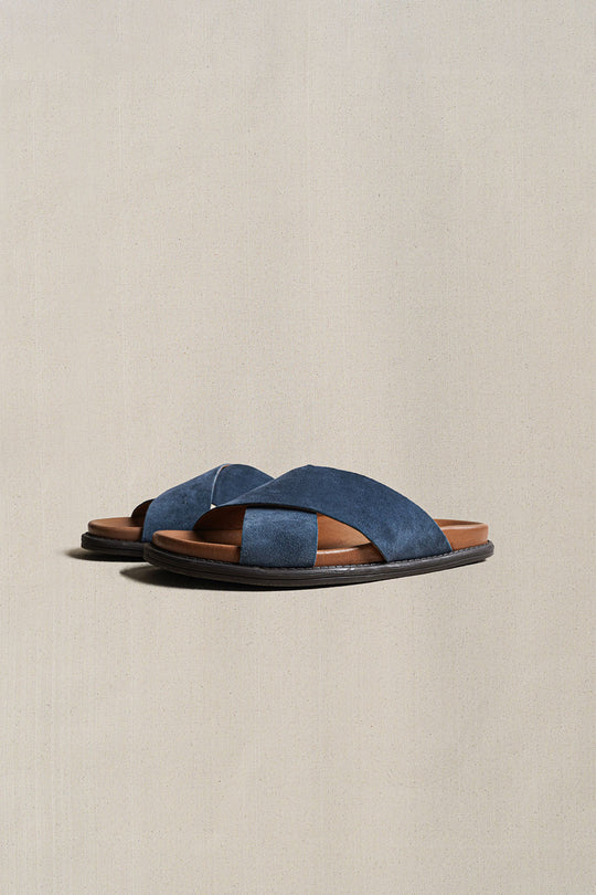 LIGHT BLUE NOMAD LEATHER SLIDES