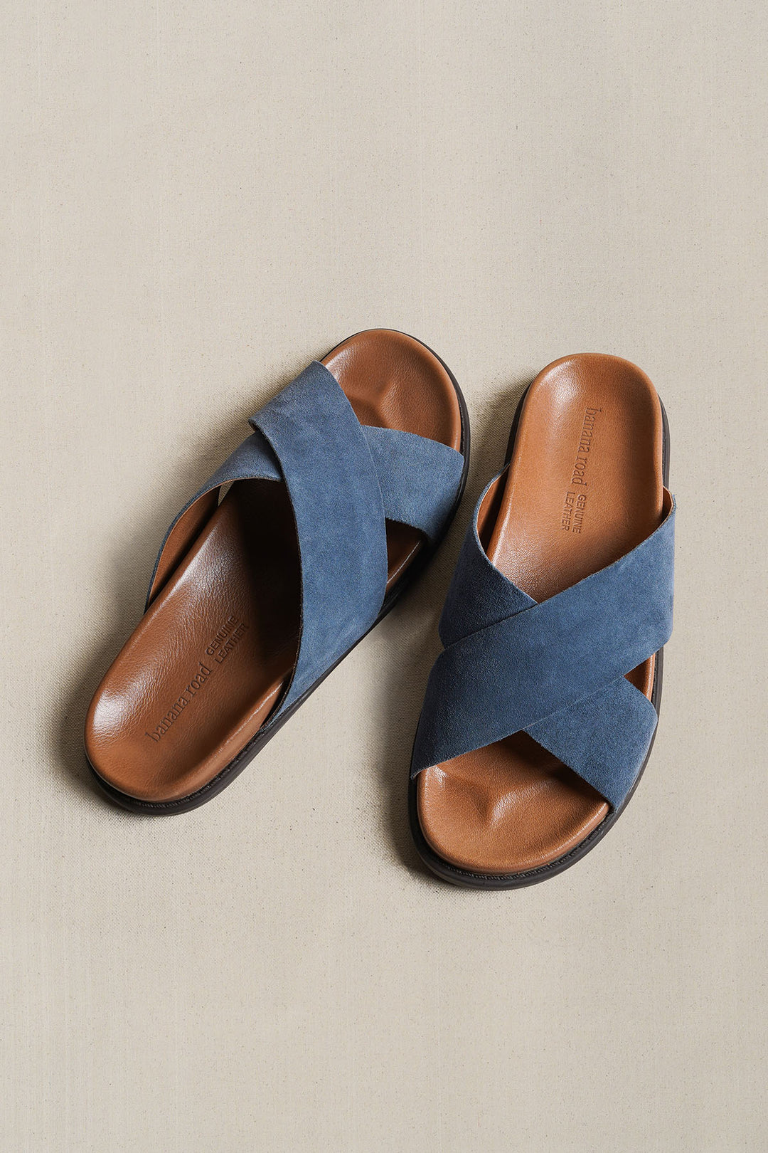 LIGHT BLUE NOMAD LEATHER SLIDES