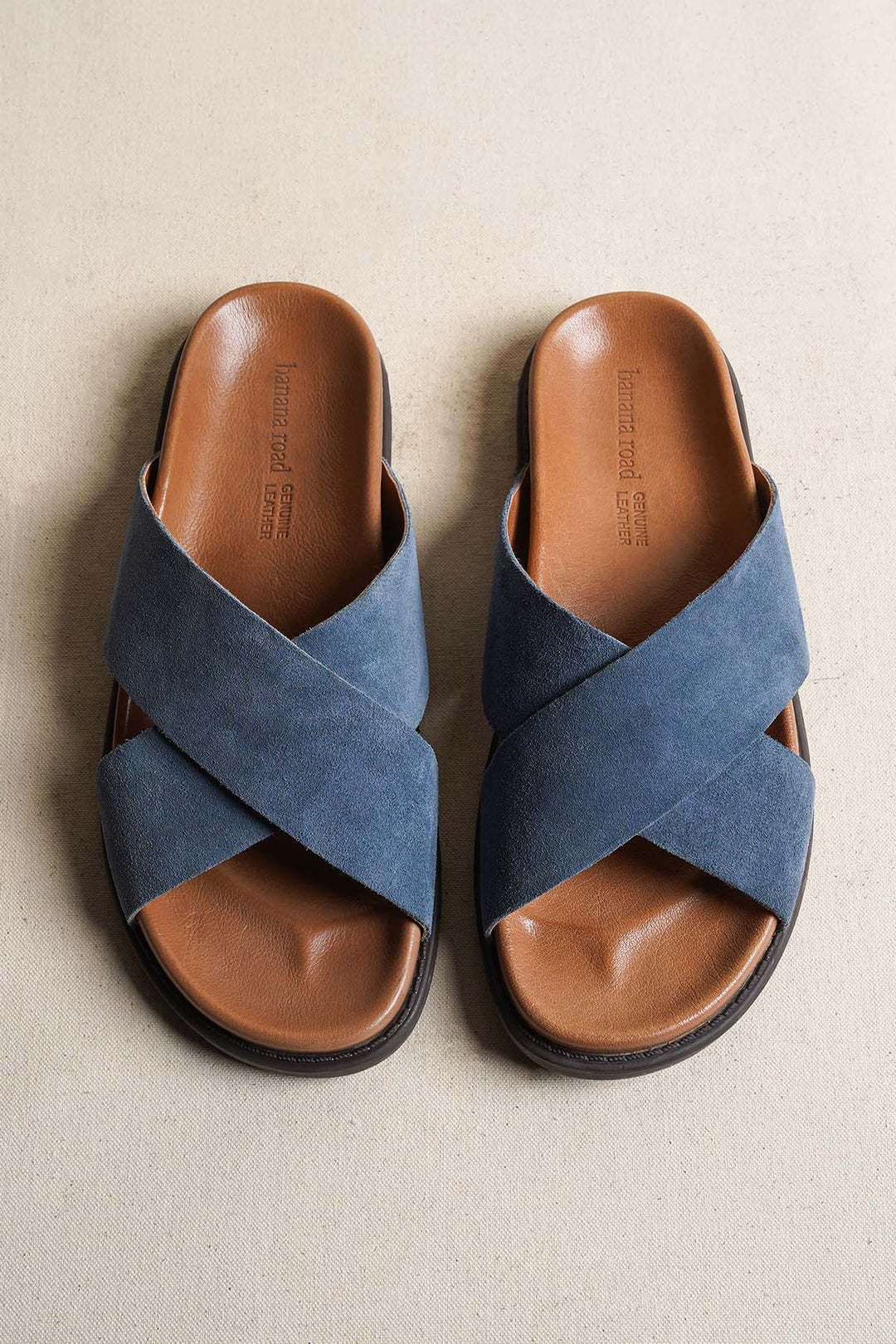 LIGHT BLUE NOMAD LEATHER SLIDES