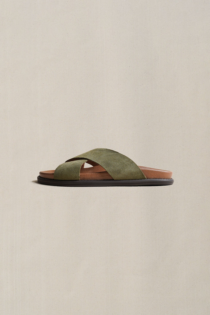 SAGE NOMAD LEATHER SLIDES