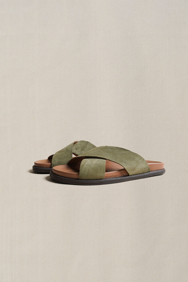 SAGE NOMAD LEATHER SLIDES