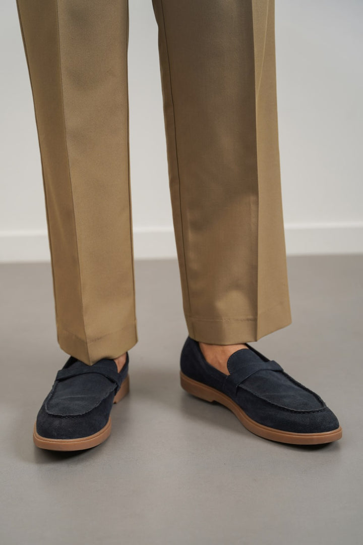 NAVY SUEDE LEATHER LOAFERS