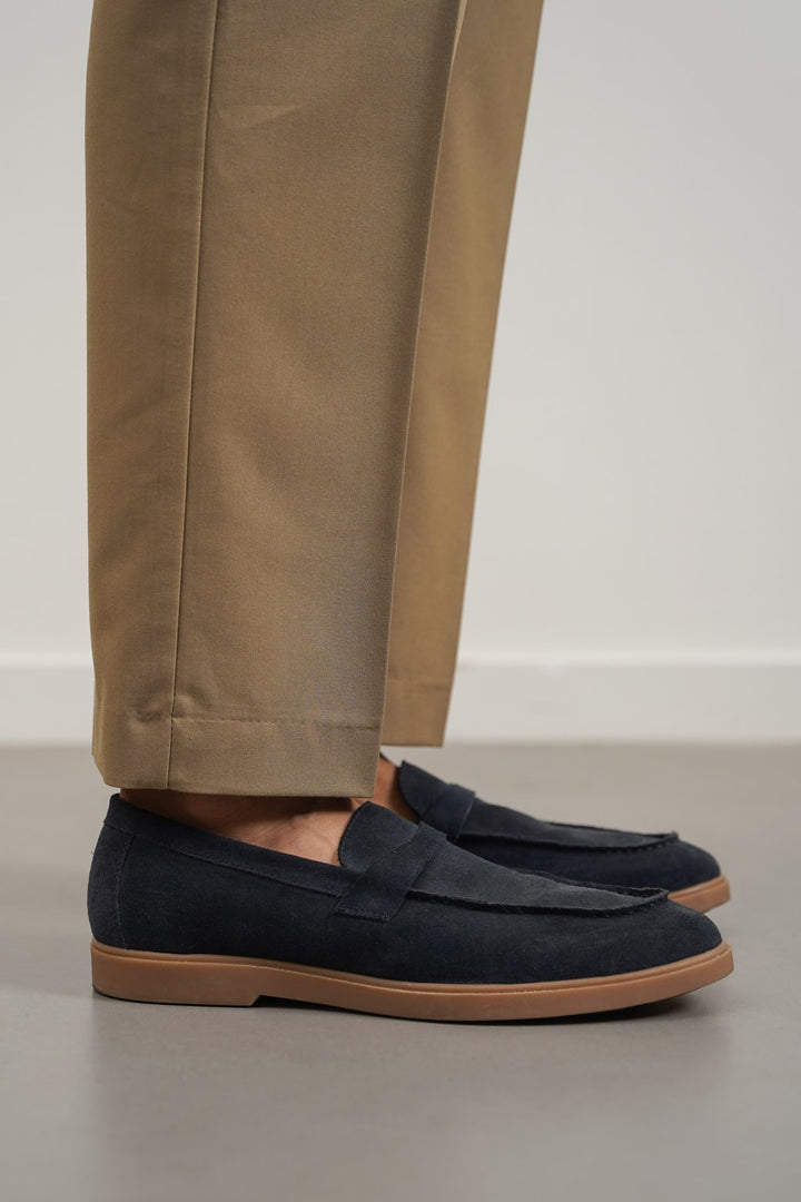 NAVY SUEDE LEATHER LOAFERS
