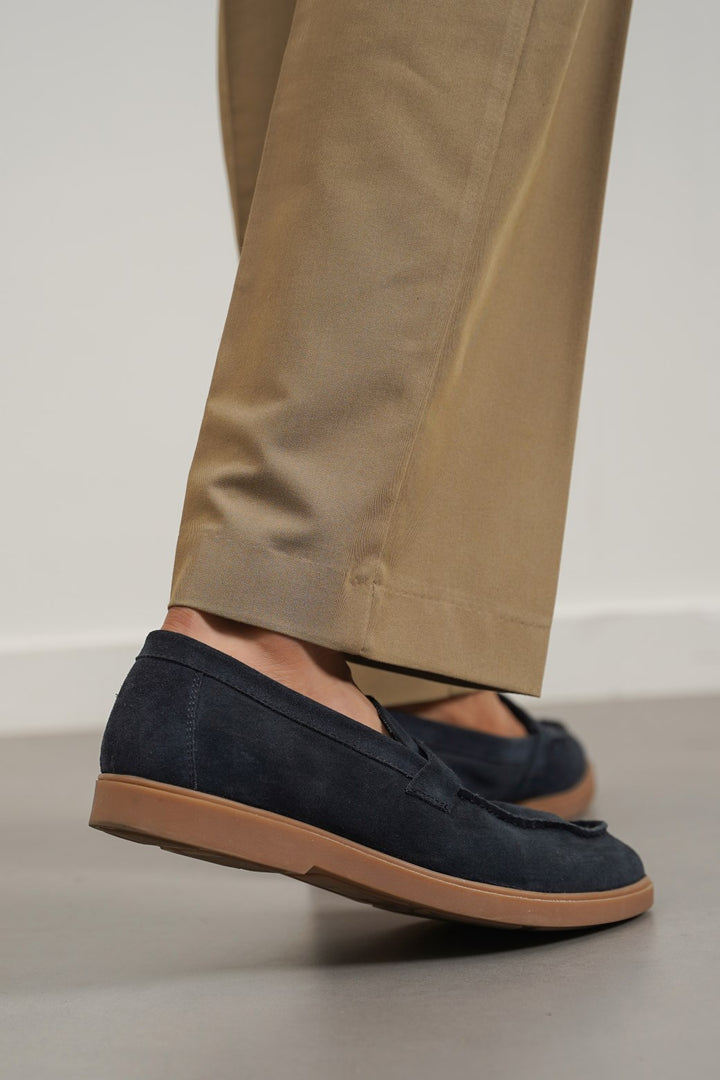 NAVY SUEDE LEATHER LOAFERS