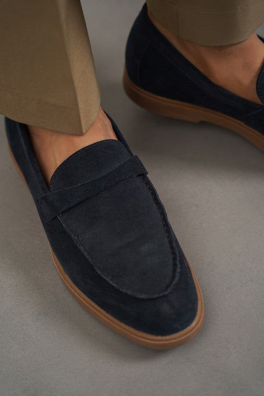 NAVY SUEDE LEATHER LOAFERS